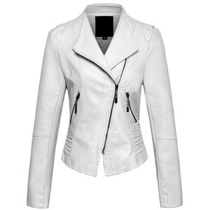 ♥️White Leather Moto Jacket